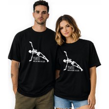 Kidilia Pilates Iskelet Figürlü Unisex Bisiklet Yaka Tasarım Tshirt - Beden: Srenk: Siyah