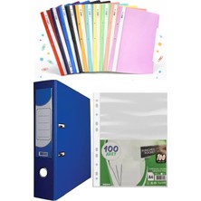 Fiyper Telli Dosya Klasör Seti Açık Mavi 10 Adet Telli Dosya ve 100 Adet Poşet Dosya