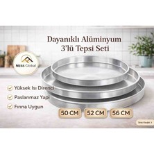 Ness Global Alüminyum 3’lü Tepsi Seti 50-52-56 cm Fırın Tepsisi Dayanıklı