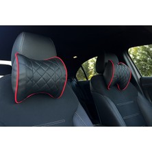 Stilcar Oto Aksesuar Ortopedik Yumuşak Deri Araç Boyun Destek Yastığı - 2'li Set - Boyun Ağrısı Önleyici Tum Araclara Uyumlu