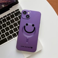 HONTINGA iPhone 15 ile Uyumlu Kılıfı Şeffaf Magsafe Wireless Düşüme Önleyici Basitlik Anti Düşme Kamera Korumali Gülümseme Desen Silikon Telefon Kılıfı Kadın ve Erkek Için Uygundur K7-1091