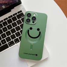 HONTINGA iPhone 15 Pro ile Uyumlu Kılıfı Şeffaf Magsafe Wireless Düşüme Önleyici Basitlik Anti Düşme Kamera Korumali Gülümseme Desen Silikon Telefon Kılıfı Kadın ve Erkek Için Uygundur K7-1091