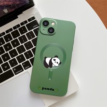 HONTINGA iPhone 14 Plus ile Uyumlu Kılıfı Şeffaf Magsafe Wireless Düşüme Önleyici Basitlik Anti Düşme Kamera Korumali Panda Desen Silikon Telefon Kılıfı Kadın ve Erkek Için Uygundur K7-1092