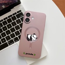 HONTINGA iPhone 16 ile Uyumlu Kılıfı Şeffaf Magsafe Wireless Düşüme Önleyici Basitlik Anti Düşme Kamera Korumali Panda Desen Silikon Telefon Kılıfı Kadın ve Erkek Için Uygundur K7-1092