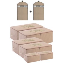Hurç Organizer Saklama Çantası 2 Mega  2 Büyük 2 Küçük Boy ve Elbise Kılıfı 8'li Set
