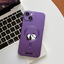 HONTINGA iPhone 15 Plus ile Uyumlu Kılıfı Şeffaf Magsafe Wireless Düşüme Önleyici Basitlik Anti Düşme Kamera Korumali Panda Desen Silikon Telefon Kılıfı Kadın ve Erkek Için Uygundur K7-1092