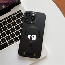 HONTINGA iPhone 15 Pro Max ile Uyumlu Kılıfı Şeffaf Magsafe Wireless Düşüme Önleyici Basitlik Anti Düşme Kamera Korumali Panda Desen Silikon Telefon Kılıfı Kadın ve Erkek Için Uygundur K7-1092