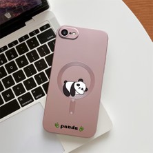 HONTINGA iPhone Se 2022 ile Uyumlu Kılıfı Şeffaf Magsafe Wireless Düşüme Önleyici Basitlik Anti Düşme Kamera Korumali Panda Desen Silikon Telefon Kılıfı Kadın ve Erkek Için Uygundur K7-1092