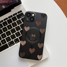 HONTINGA iPhone 14 Plus ile Uyumlu Kılıfı Şeffaf Magsafe Wireless Düşüme Önleyici Basitlik Anti Düşme Kamera Korumali Kalp Desen Silikon Telefon Kılıfı Kadın ve Erkek Için Uygundur K7-1093