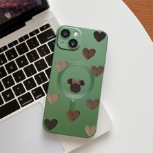 HONTINGA iPhone 14 Plus ile Uyumlu Kılıfı Şeffaf Magsafe Wireless Düşüme Önleyici Basitlik Anti Düşme Kamera Korumali Kalp Desen Silikon Telefon Kılıfı Kadın ve Erkek Için Uygundur K7-1093