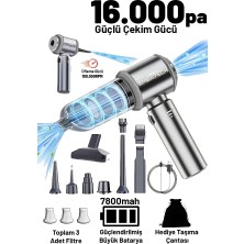 Embatech 7800 mAh Güçlendirilmiş Pil 16000pa Güçlü Portatif Vakumlu Kablosuz Üflemeli Mini Araç Süpürgesi