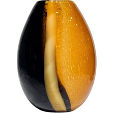 Lara Decor Siyah Turuncu Çizgi Vazo Küçük