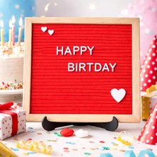 Fikir Store Ahşap Çerçeveli Özelleştirilebilir Mesaj Panosu Kırmızı Zeminli Beyaz Harf Setli Yazı Tahtası