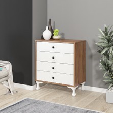Missia Mobilya Torino Ceviz-Beyaz Şifonyer 4 Çekmeceli Modern Tasarım 73x81x40 cm