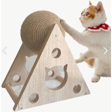 Feyza Design Ahşap Ipli Kedi Oyuncak Topu Kedi Tırmalaması