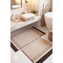 Banyo Paspası 2’li Set Yıkanabilir Dokuma Yüzey Kaymaz Taban Klozet Takımı Banyo Halısı Paspas