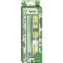SHC4200 Serve Doğa Desenli Deep Kalem, Deep Silgi Deep Min, 0.7 Mm, Elma Yeşili