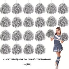 SHC4200 Mey Ithalat® 10 Çift ( 20 Adet ) Gümüş Renk 23 Nisan 19 Mayıs 29 Ekim Okul Gösteri Ponponları