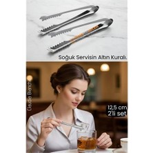 SHC4200 Mey Ithalat® Profesyonel Bar Serisi 2'li Paslanmaz Çelik Buz Maşası Seti | Kokteyl & Sunum Için Kay