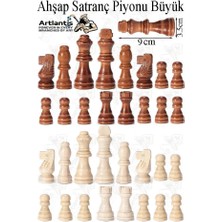 Artlantis Yedek Ahşap Satranç Taşı 9.5 cm No:5 1 Adet Büyük Satranç 95 mm 16 Parça Plastik Satranç Taşları Şah Vezir Fil At Kale