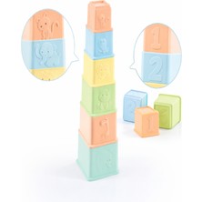 Feyza Design Pastel Renkli Bebek Eğitici Kule Oyuncağı - 6'lı Paket
