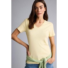 DeFacto %100 Pamuk Slim Fit V Yaka Basic Düz Ribana Kısa Kollu Tişört I1080AZ26SP