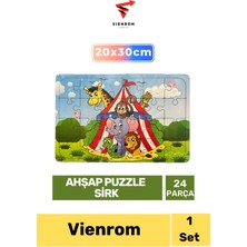 Feyza Design Eğitici Ahşap Puzzle Sirk 24 Parça Çocuk Oyuncağı