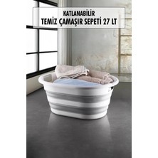 İntora Katlanabilir Silikon Çamaşır Sepeti & Akordiyon Katlanır Sepet 27 Lt