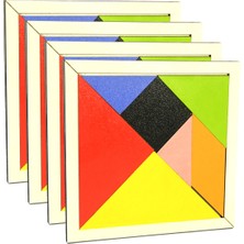 Feyza Design Renkli Ahşap 4'lü Tangram Eğitici Oyun Seti