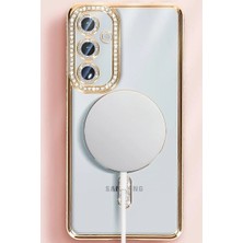 Aylina Mey Ithalat®  Samsung Galaxy S25 Kılıf Joke Simli Magneticsafe Kılıf - Gümüş