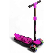 Feyza Design Pembe Işıklı Çocuk Scooterı - 3 Tekerlekli ve Güvenli