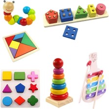 Feyza Design 6 Parça Ahşap Zeka Oyuncak Seti - Eğitici ve Eğlenceli
