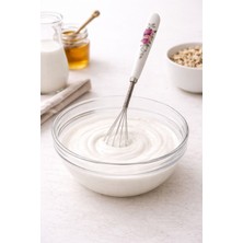 homvira 🥣 1 Adet Mini Porselen Saplı Çırpıcı 🌼 El Tipi | Yumurta, Yoğurt ve Sos Çırpma