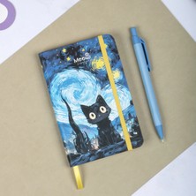 Dival Notebook 9X14 cm Sert Kapak Çizgili Not Okul Defteri - Meow Kedili 1