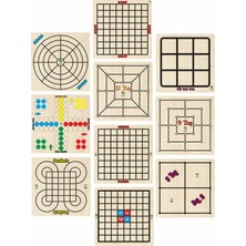 Feyza Design Ahşap Zeka ve Strateji Oyunları Seti 10'lu - Eğitici ve Eğlenceli