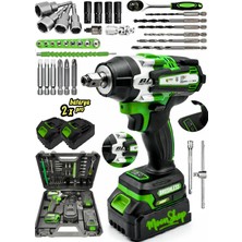 Moonshop Akülü Torklu Somun Sıkma Bijon Sökme Kömürsüz Matkap 15 Pilli 2li Batarya