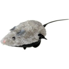 Feyza Design Kedi Zeka Oyuncağı - Beyaz, Kurmalı Peluş Fare 8x5,3x4,8 cm