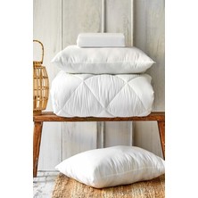 Linnda Home Beyaz Çift Kişilik Microfiber Yorgan Seti 195 x 215 cm Silikon Yastıklarla Rahat Uyku