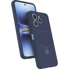 Tılsım Tekno Tecno Spark 40 Kılıf M-Safe Şarj Özellikli Standlı Zore Samara Kapak - Lacivert