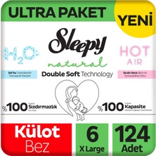 Sleepy Natural Double Soft Ultra Paket Külot Bez 6 Numara Xlarge 124 Adet