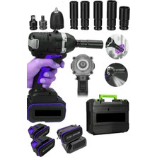 Moonshop Japon Teknoloji Darbeli Kömürsüz 124V Vf Motor Çift Akülü Şarjlı Somun Bijon Sıkma Sökme Makinası