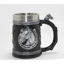 Remstdrk 3D Kabartmalı At Büstü Paslanmaz Çelik Kupa Bardak ALK4475