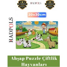 Feyza Design Eğitici Ahşap Bebek Çocuk Puzzle 24 Parça Çiftlik Hayvanları