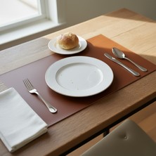 Grand Fine Art 6 Kişilik 12 Parça Kahverengi Deri Dikdörtgen Amerikan Servis Supla 33X44 cm