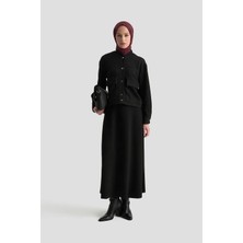 Armine Trend Fitilli Ceketi Simli Çıt Çıtlı Etekli Ikili Takım Siyah 25KT644