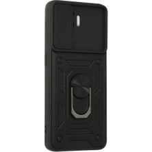 Mey İthalat Mey Ithalat®   Reno 5 Lite Kılıf Pars Lens Yüzüklü Silikon - Siyah