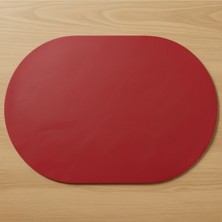 Grand Fine Art 6 Kişilik Kırmızı Tam Oval Deri Amerikan Servis Supla 33X44 Cm
