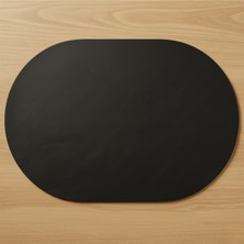 Grand Fine Art 6 Kişilik 12 Parça Siyah Tam Oval Deri Amerikan Servis Supla 33X44 Cm-Kolay Silinir Supla