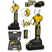 Moonshop 256 Vf Çift Akülü Çelik Şanzuman Göstergeli Şarjlı Dal Ağaç Kesme Bağ Budama Makası 40 mm