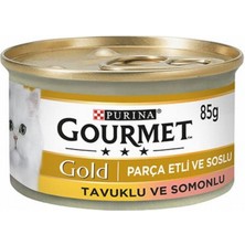 Gourmet Gold Parça Etli Soslu Somon Tavuk Kedi Yaş 85 Gr*24 Adet